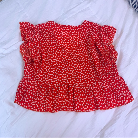 ORANGE RUFFLE FLORAL TOP - Picture 3 of 3